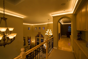 Crown molding accent lighting